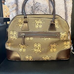 Dooney & Bourke Tan and Brown Monogram Satchel